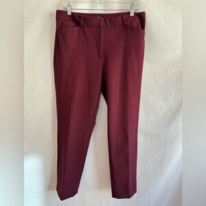 White House Black Market The Slim Ankle Burgundy Red Pants Size: 10